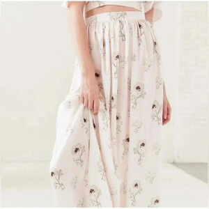 OML Women's Floral Print Maxi Skirt in Neutral Mot Size Small